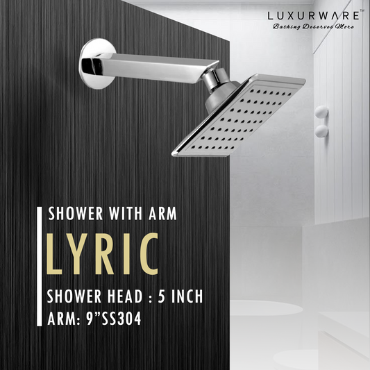 Lyric Shower 5 inch Shower head with 9 inch SS 304 Arm
