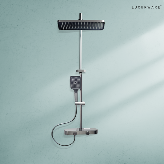 Luxurware BLAZE – Sleek Matte Black Overhead & Hand Shower System
