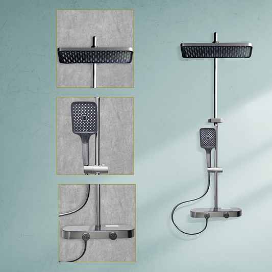 Luxurware BLAZE – Sleek Matte Black Overhead & Hand Shower System