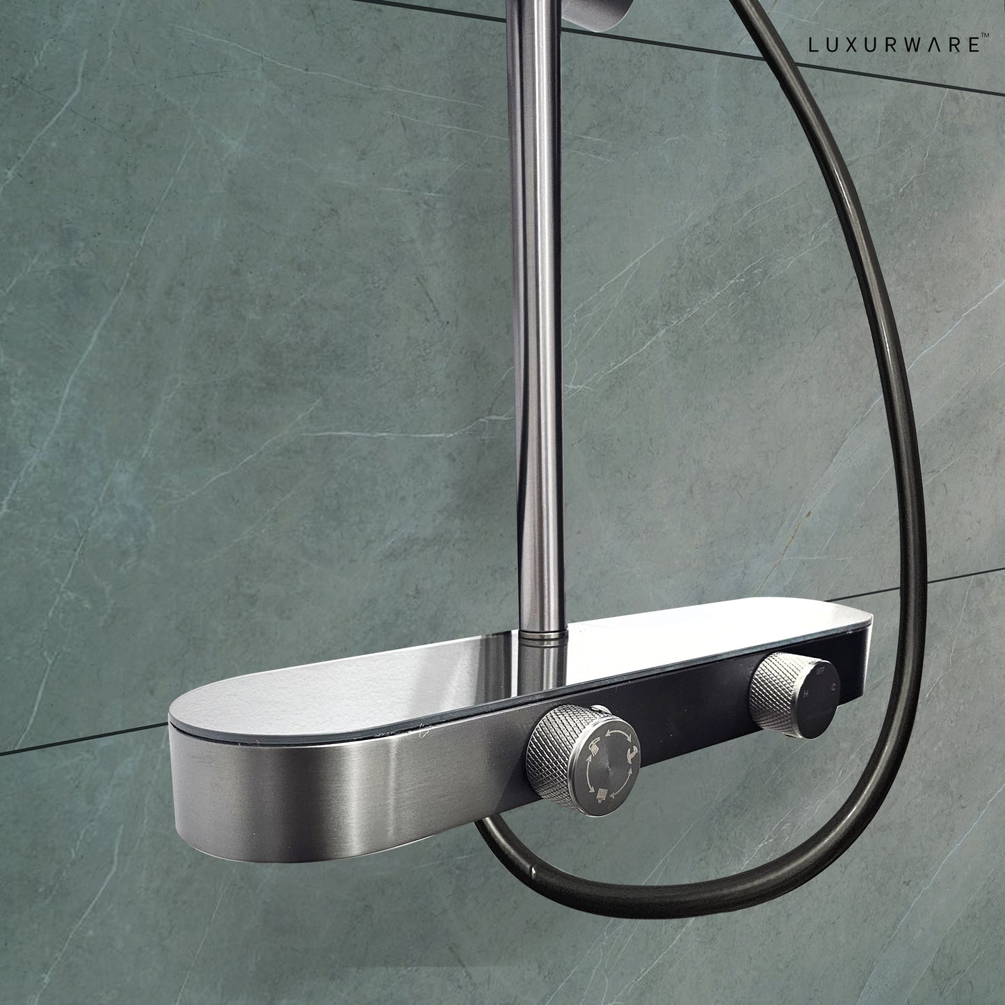 Luxurware BLAZE – Sleek Matte Black Overhead & Hand Shower System