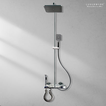Luxurware ELVA – Sleek Chrome Shower System with Dual Outlets & Smart Temperature Display