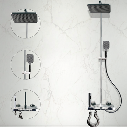Luxurware ELVA – Sleek Chrome Shower System with Dual Outlets & Smart Temperature Display