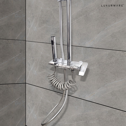 Luxurware ELVA – Sleek Chrome Shower System with Dual Outlets & Smart Temperature Display