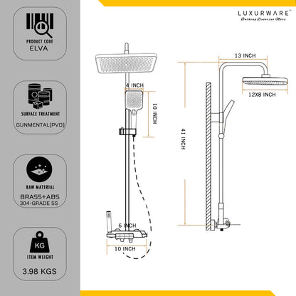 Luxurware ELVA – Sleek Chrome Shower System with Dual Outlets & Smart Temperature Display