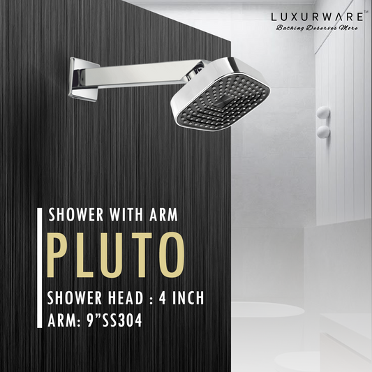 PLUTO Shower 4 inch Shower head with 9 inch SS 304 Arm