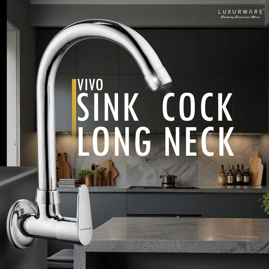 VIVO Sink Cock Long Neck | Premium Brass Body & Stainless Steel Head
