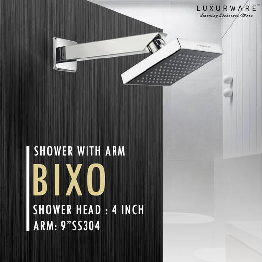BIXO Shower  4 inch Shower head with 9 inch SS 304 Arm
