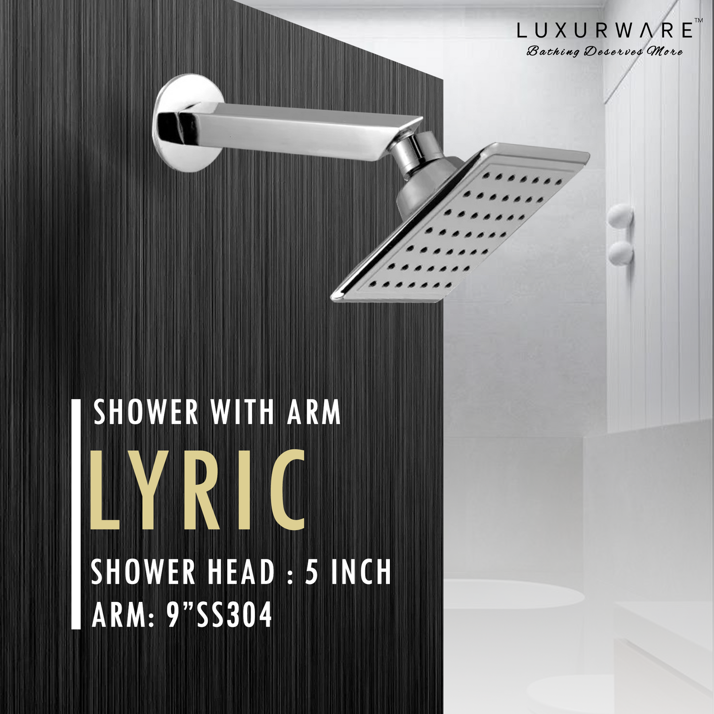 Lyric Shower 5 inch Shower head with 9 inch SS 304 Arm